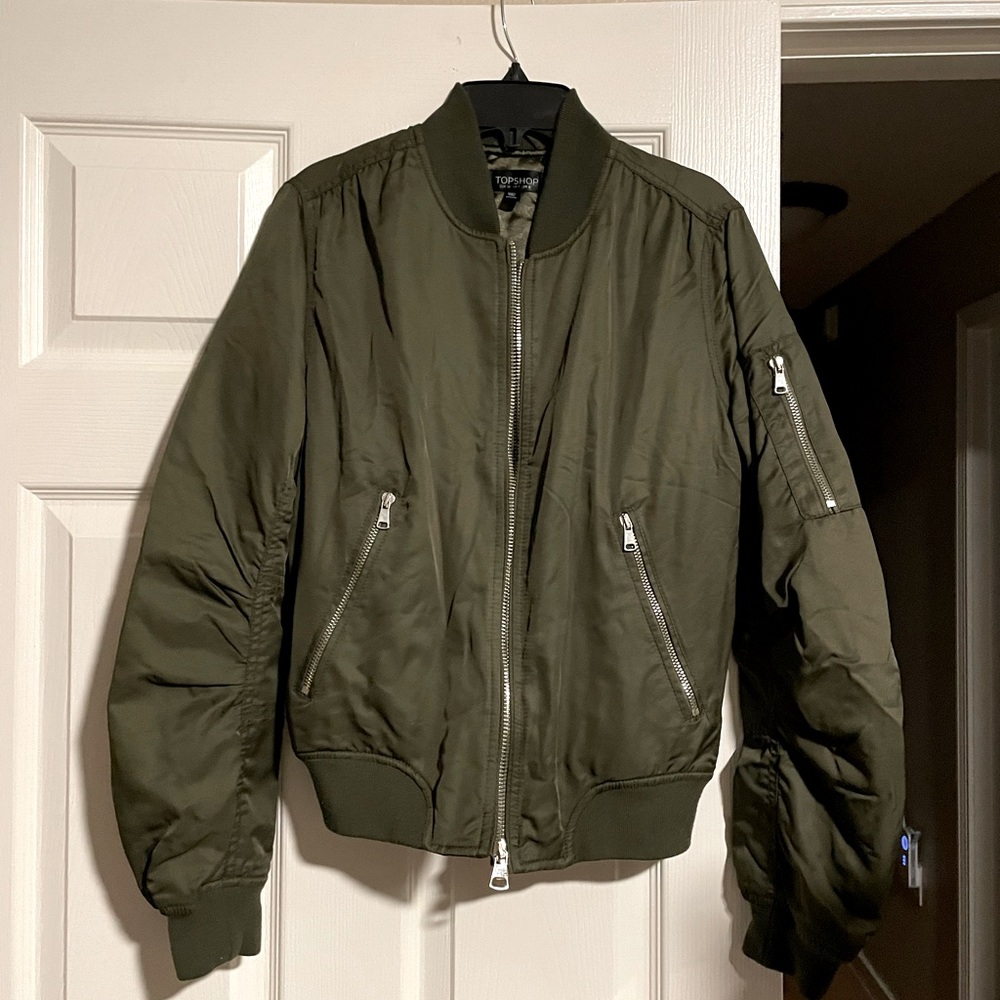 Topshop Olive Green Bomber Jacket